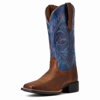 Botas Occidentales Ariat Round Up Anchos Square Puntera Mujer Marrom | MX-52OWIS