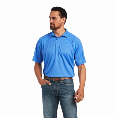 Camisa Polo Ariat AC Hombre Azules | MX-98DMKS