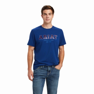 Camisa Polo Ariat Varsity Hombre Azules | MX-30FYZN