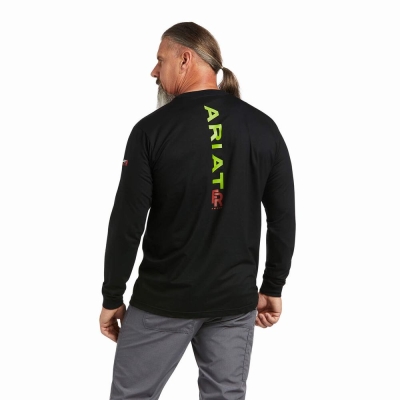 Camisas Ariat FR Stretch Logo Hombre Negros Verdes Claro | MX-82SQYL