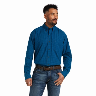 Camisas Ariat Pro Series Troy Classic Fit Hombre Azules | MX-98ACKD