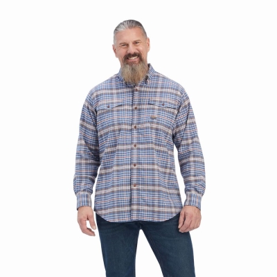 Camisas Ariat Rebar Flannel DuraStretch Hombre Grises | MX-37YTES