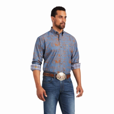 Camisas Ariat Relentless Cordage Stretch Classic Fit Hombre Azules | MX-80QDUE