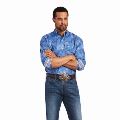 Camisas Ariat Relentless Headway Stretch Classic Fit Hombre Azules | MX-69HFWP
