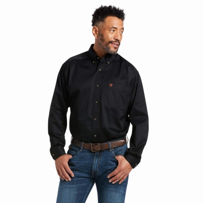 Camisas Ariat Solid Twill Classic Fit Hombre Negros | MX-72SMOE