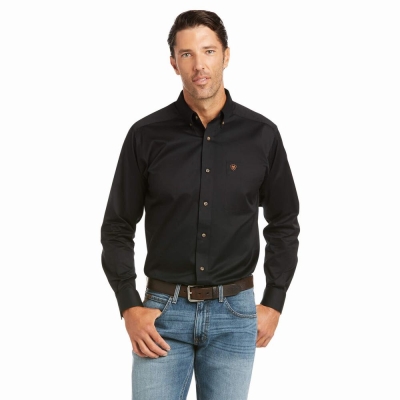 Camisas Ariat Solid Twill Fitted Hombre Negros | MX-31FGUS