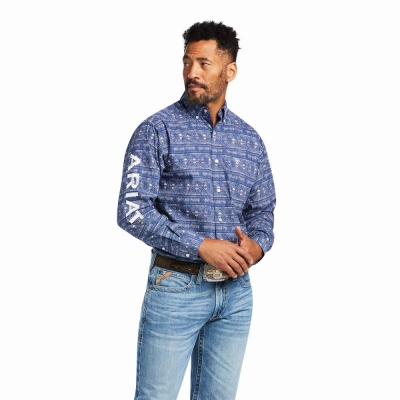 Camisas Ariat Team Justin Classic Fit Hombre Azules | MX-35ZWHY