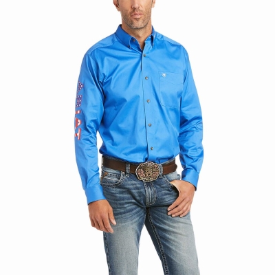 Camisas Ariat Team Logo Twill Fitted Hombre Multicolor | MX-01OCBY
