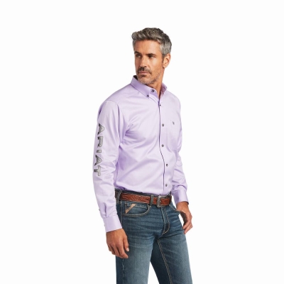 Camisas Ariat Team Logo Twill Fitted Hombre Morados Grises | MX-79QHBN