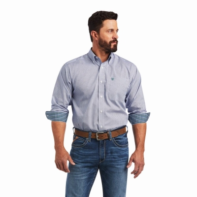 Camisas Ariat Wrinkle Free Sire Classic Fit Hombre Blancos | MX-81BRIN