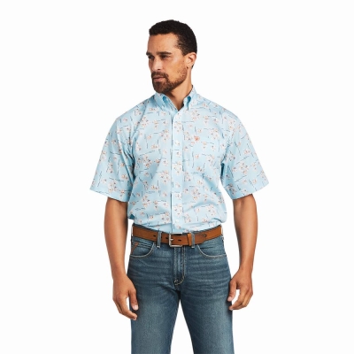 Camisas Ariat Wrinkle Free Yariel Classic Fit Hombre Azules | MX-38HJCN