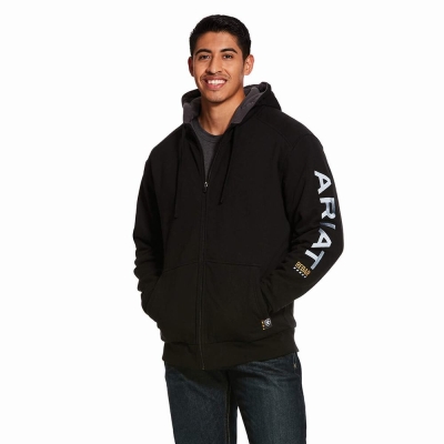 Sudadera Con Capucha Ariat Rebar All-Weather Full Zip Hombre Negros | MX-32WYHG