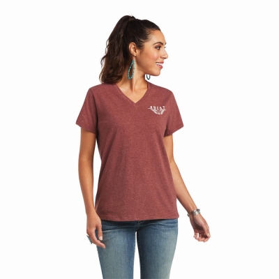 Tops Ariat REAL Relaxed Longhorn Mujer Multicolor | MX-36TDPR