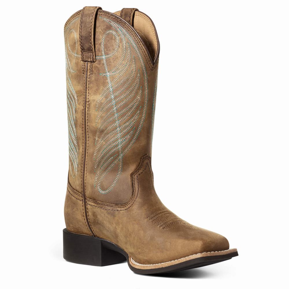 Botas Impermeables Ariat Round Up Anchos Square Puntera Impermeables Mujer Marrom | MX-86LZCE
