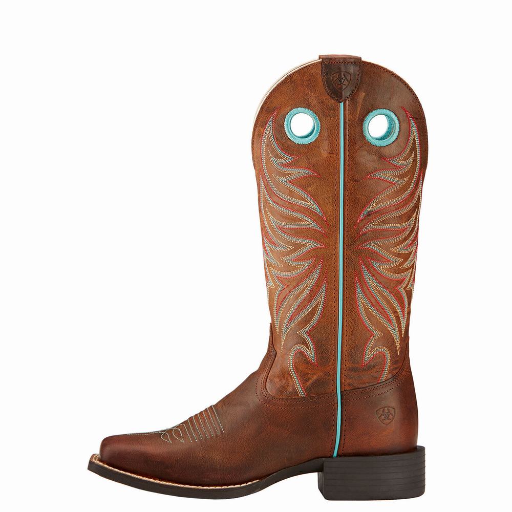 Botas Occidentales Ariat Round Up Ryder Mujer Marrom | MX-46HTDG