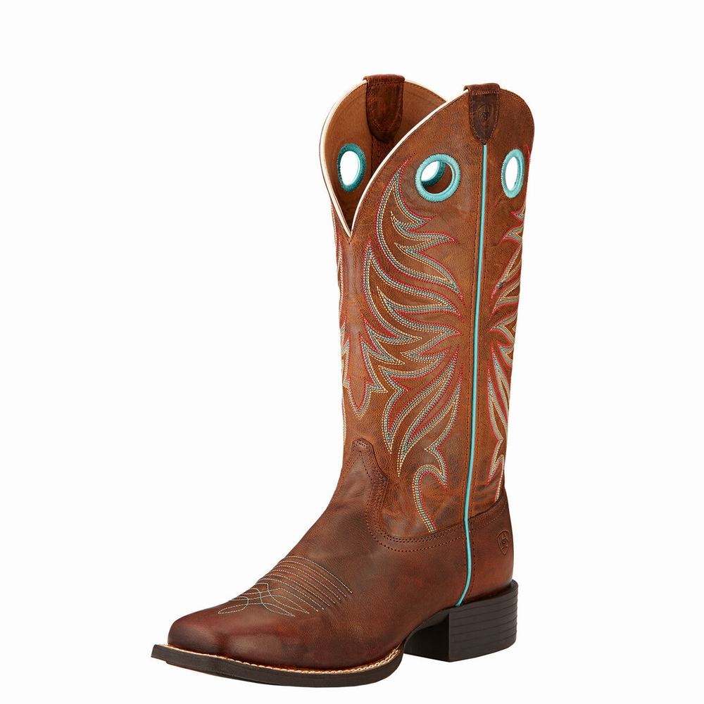 Botas Occidentales Ariat Round Up Ryder Mujer Marrom | MX-46HTDG