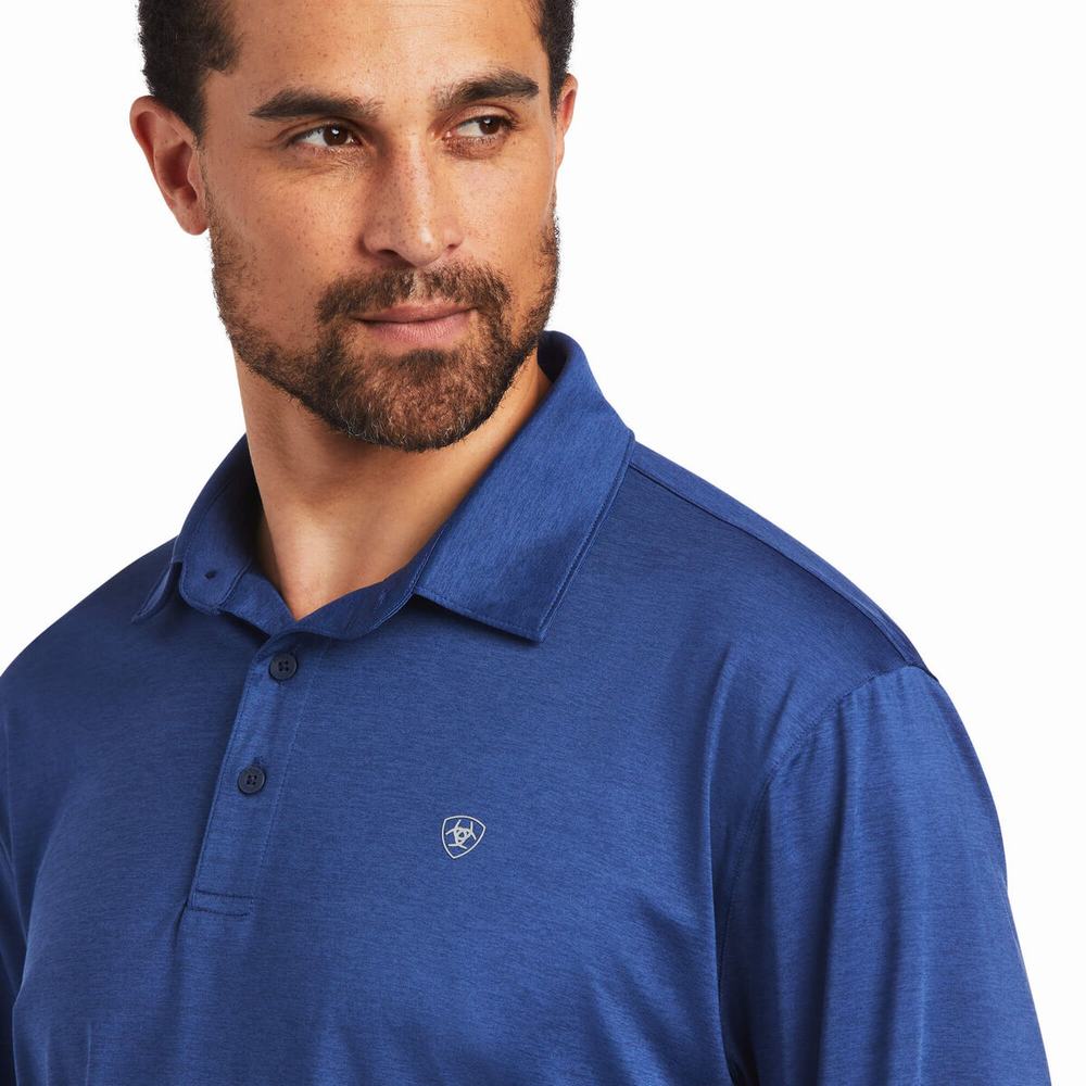 Camisa Polo Ariat Charger 2.0 Hombre Azul Marino Azules | MX-39FOXC