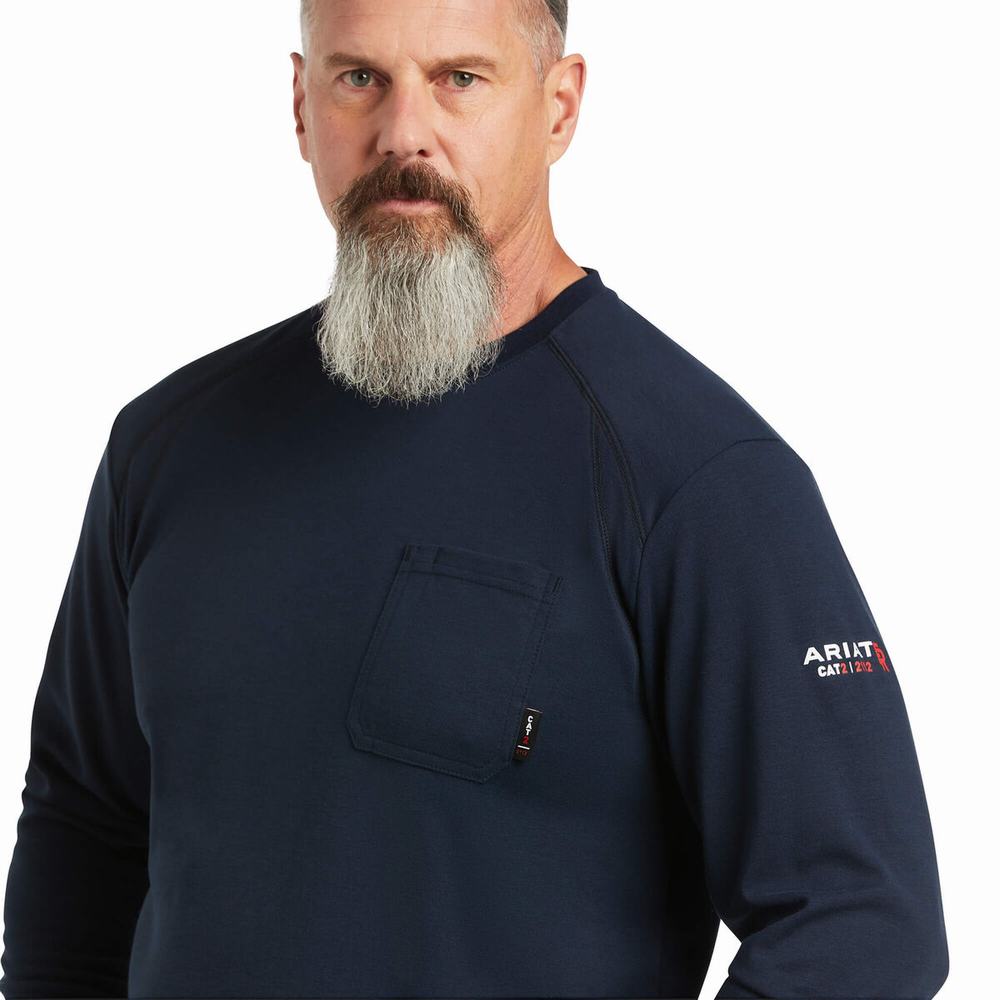 Camisas Ariat FR Max Protect Inherent Hombre Azul Marino | MX-38VGJB