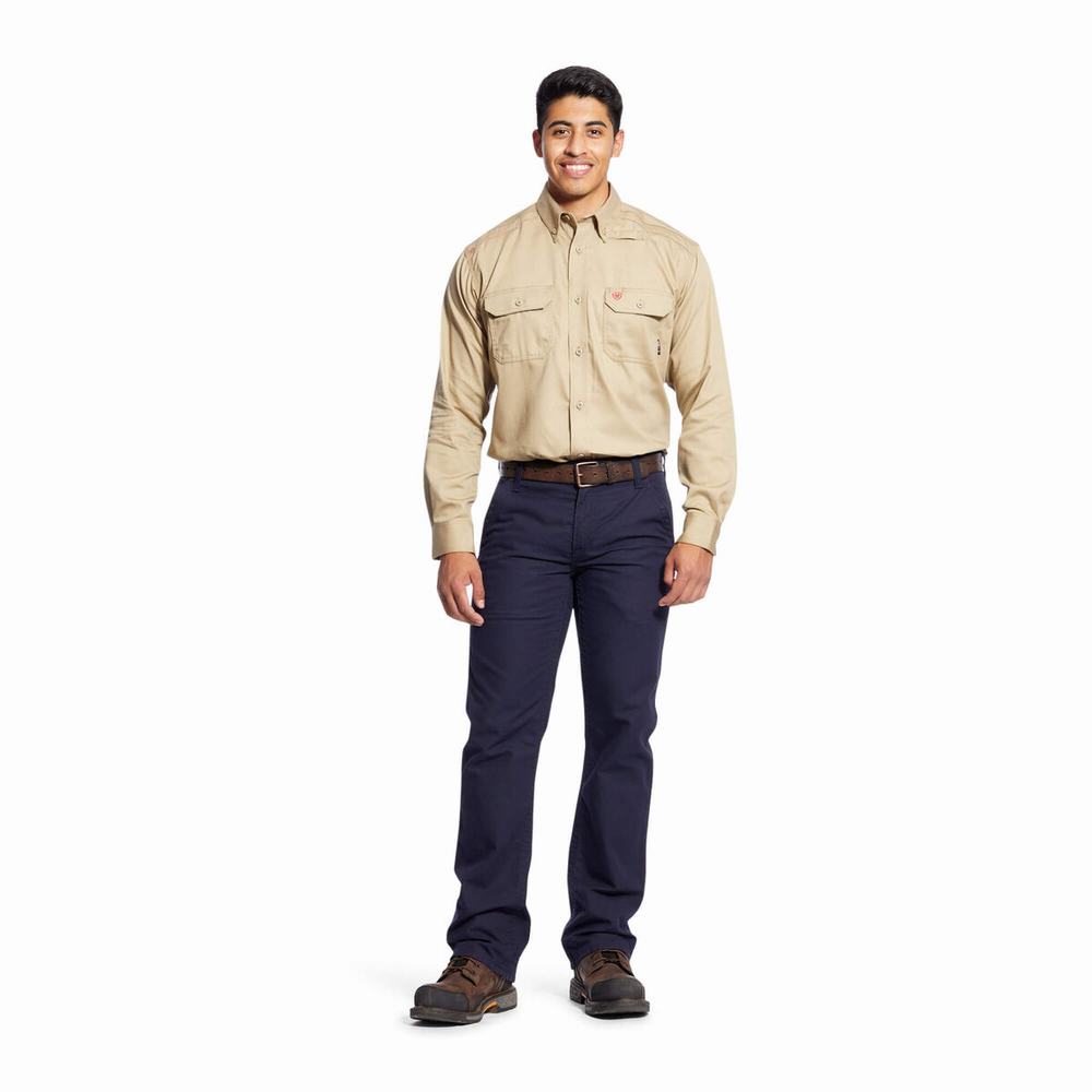 Camisas Ariat FR Solid Hombre Kaki | MX-42XHJU