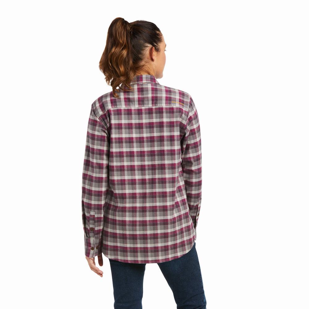 Camisas Ariat Rebar Flannel DuraStretch Mujer Morados | MX-05CSUZ