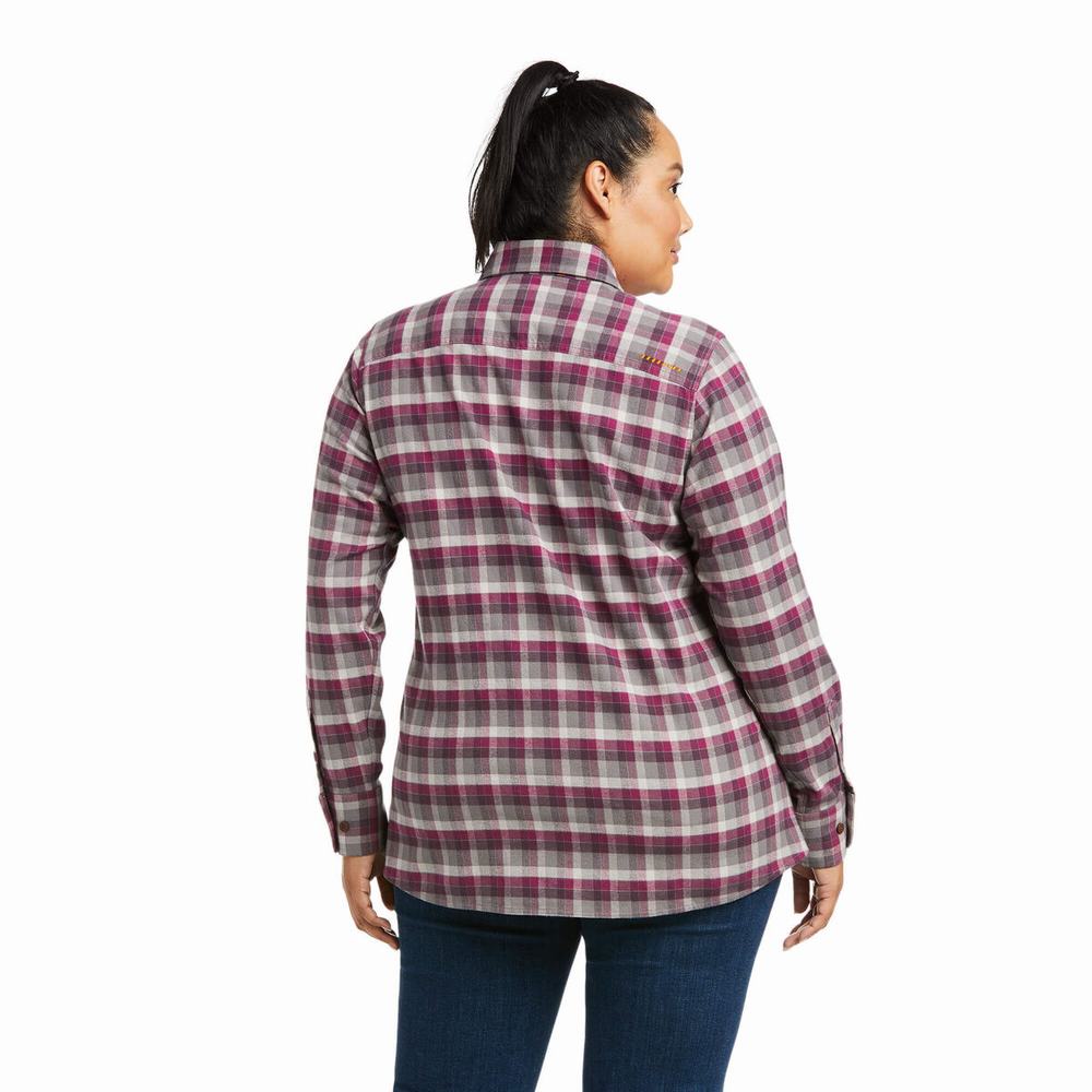 Camisas Ariat Rebar Flannel DuraStretch Mujer Morados | MX-05CSUZ