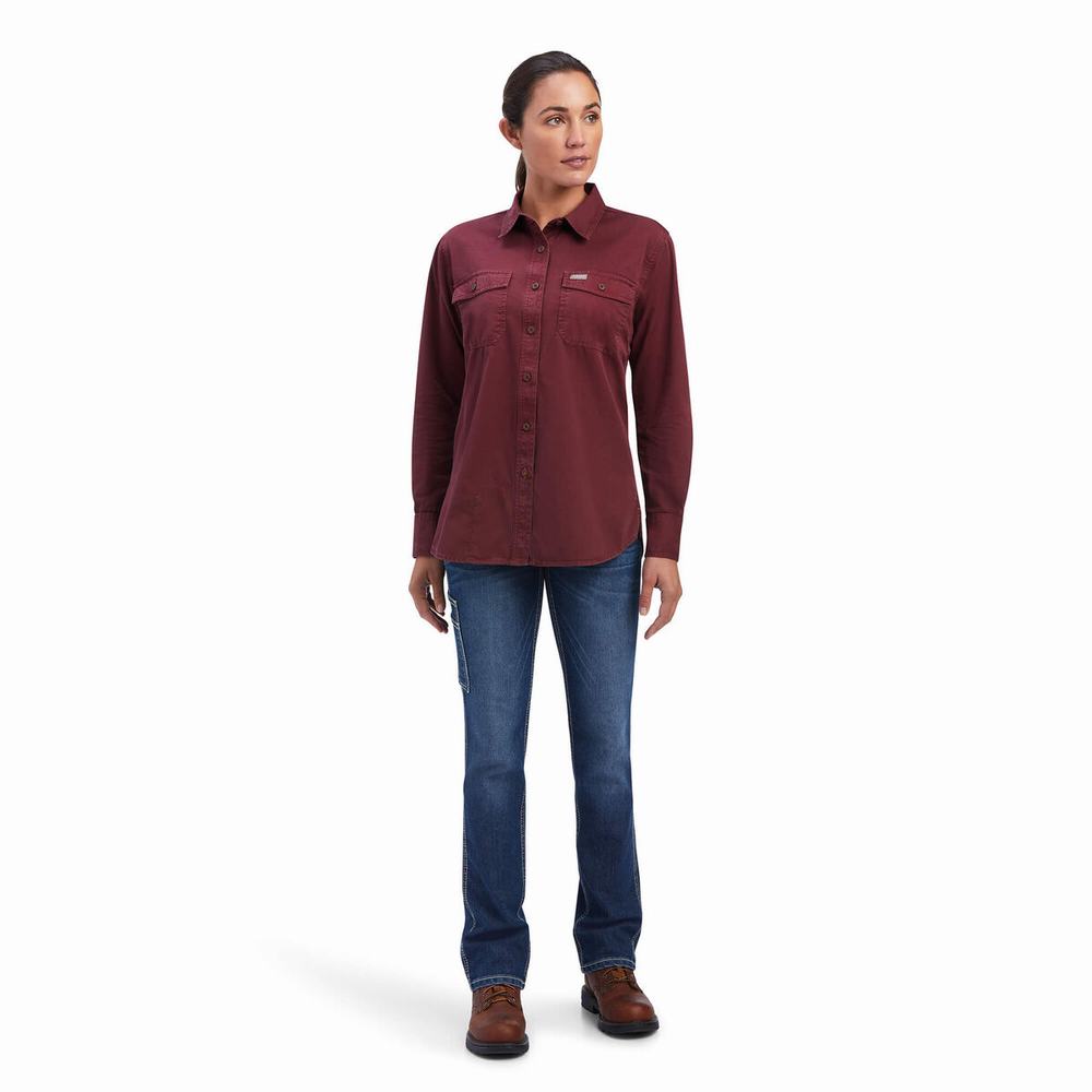 Camisas Ariat Rebar Washed Twill Mujer Multicolor | MX-59ATNL