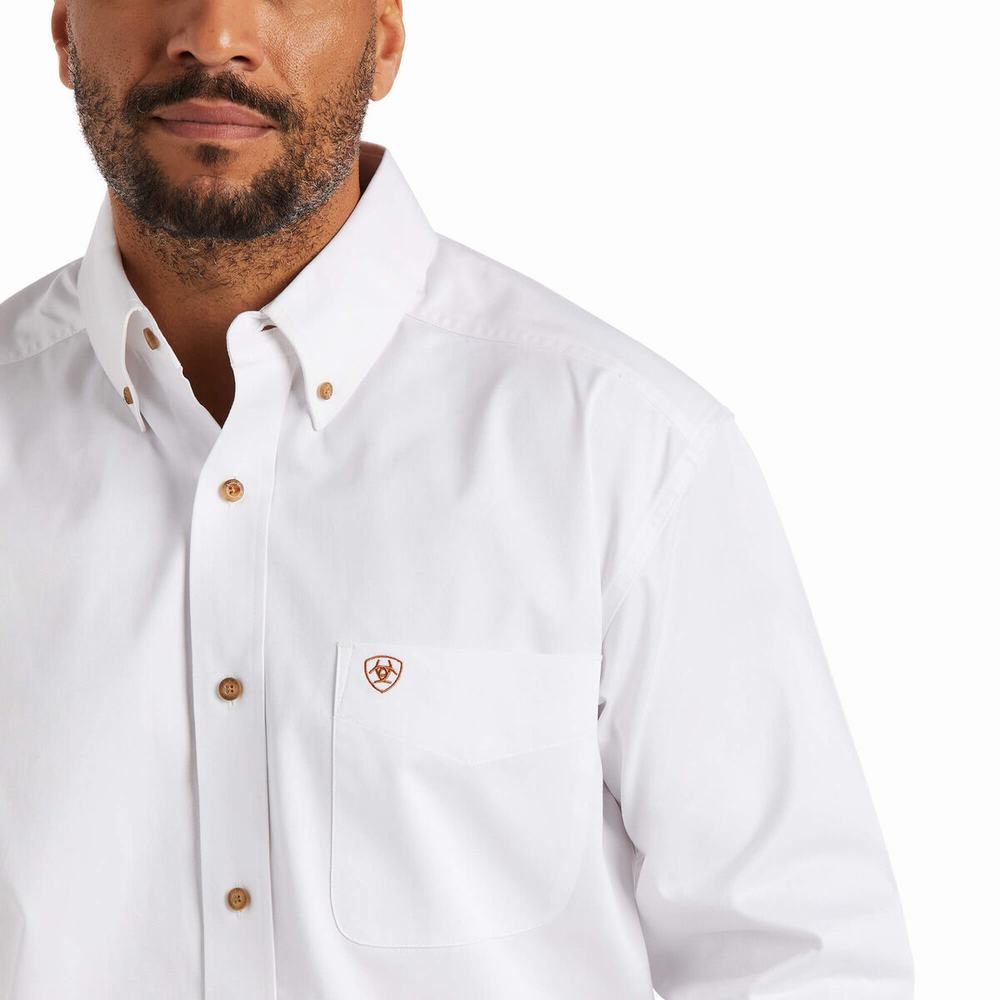 Camisas Ariat Solid Twill Classic Fit Hombre Blancos | MX-90NGOW