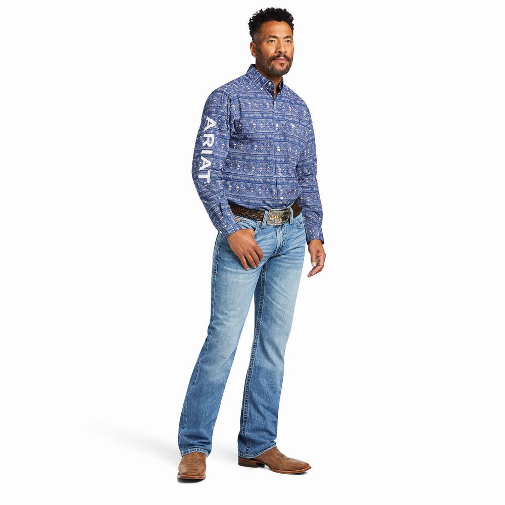 Camisas Ariat Team Justin Classic Fit Hombre Azules | MX-35ZWHY