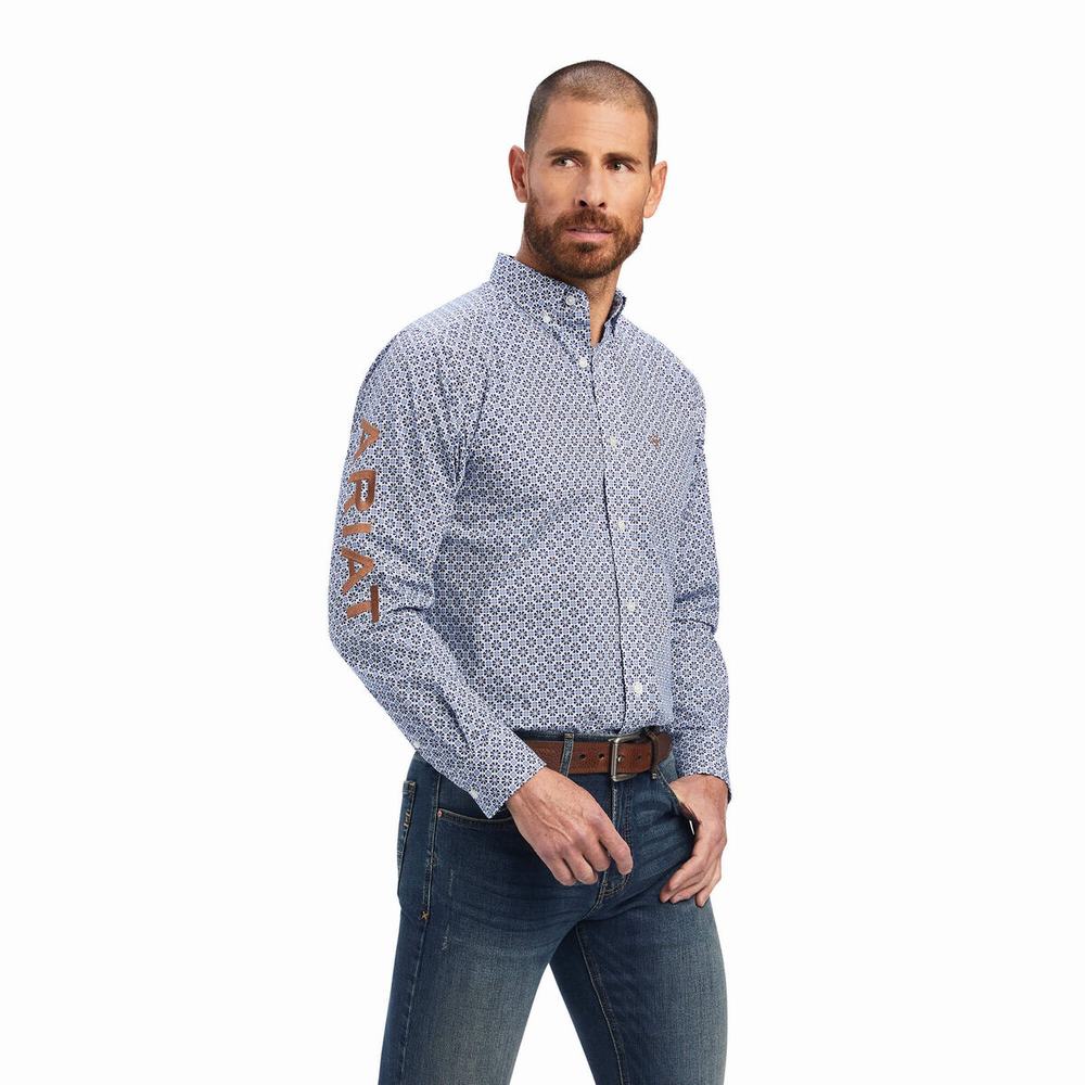 Camisas Ariat Team Maurice Fitted Hombre Blancos | MX-62ZWLA