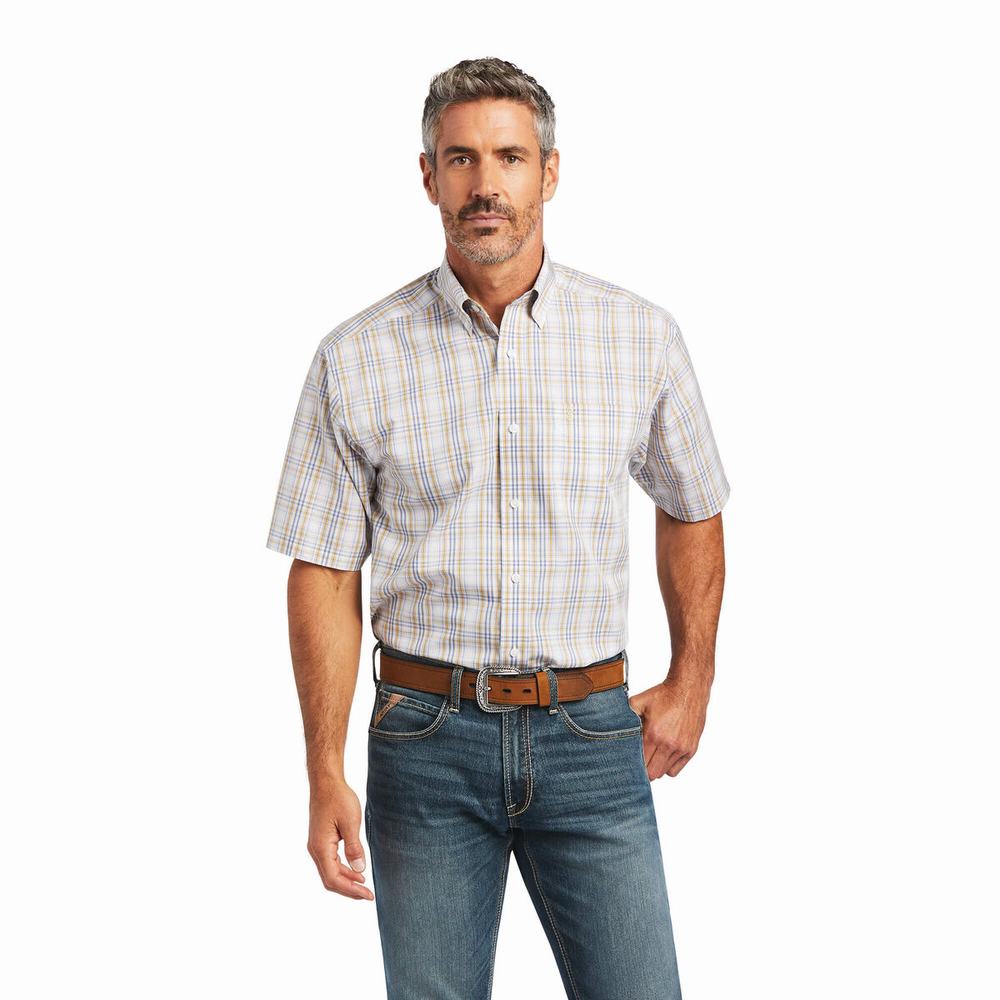 Camisas Ariat Wrinkle Free Evander Classic Fit Hombre Blancos | MX-64CWPQ