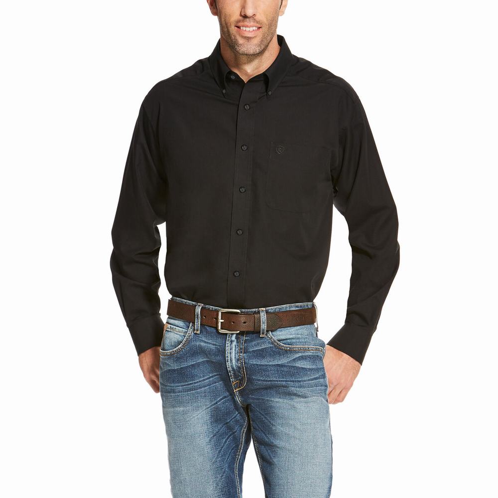Camisas Ariat Wrinkle Free Solid Hombre Negros | MX-09GJPD