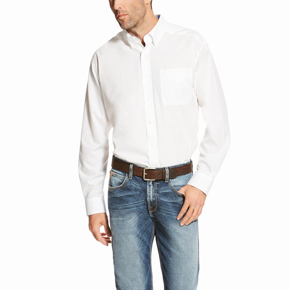 Camisas Ariat Wrinkle Free Solid Hombre Blancos | MX-92CTED