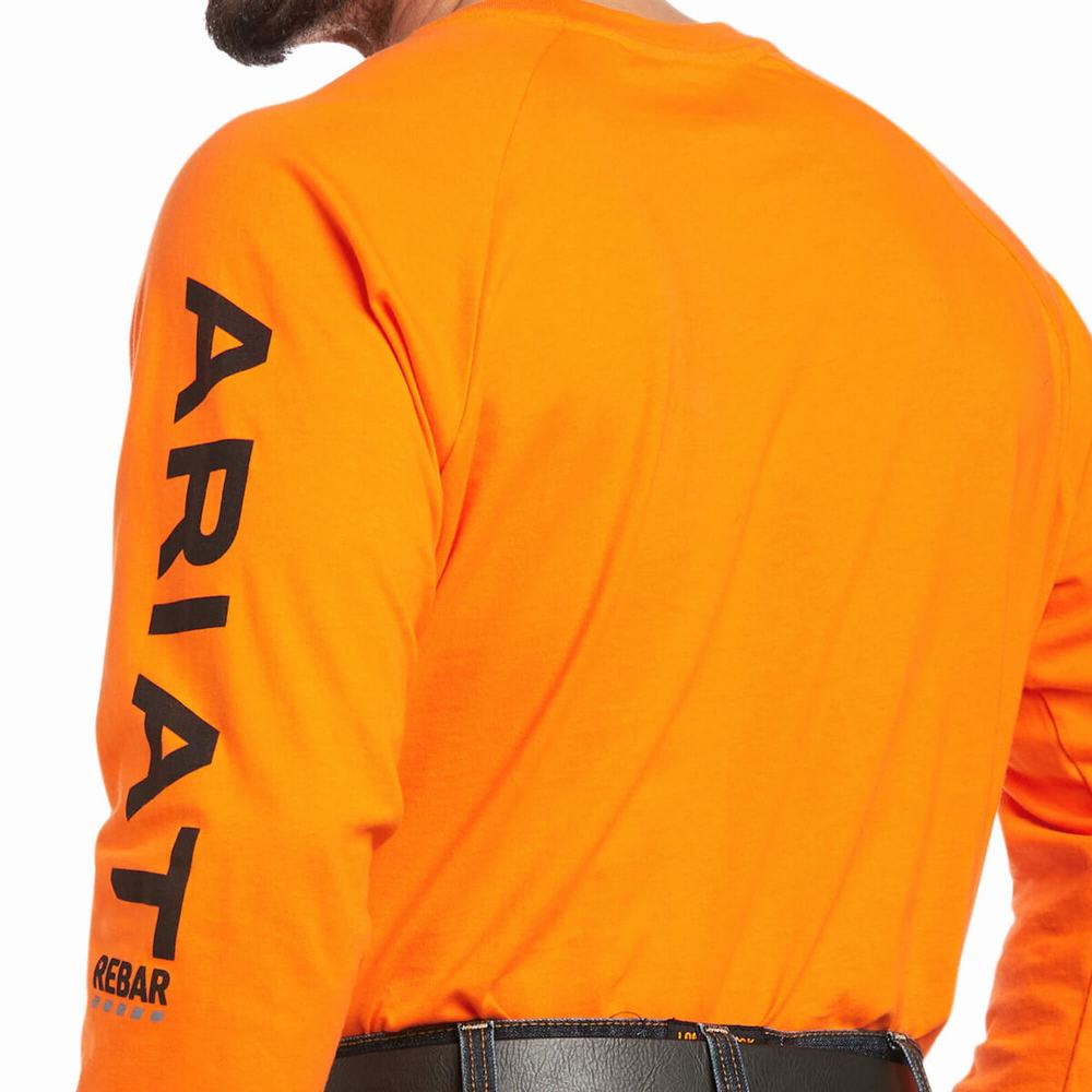 Camiseta Ariat Rebar Algodon Strong Estampados Hombre Naranjas Negros | MX-82ORKX
