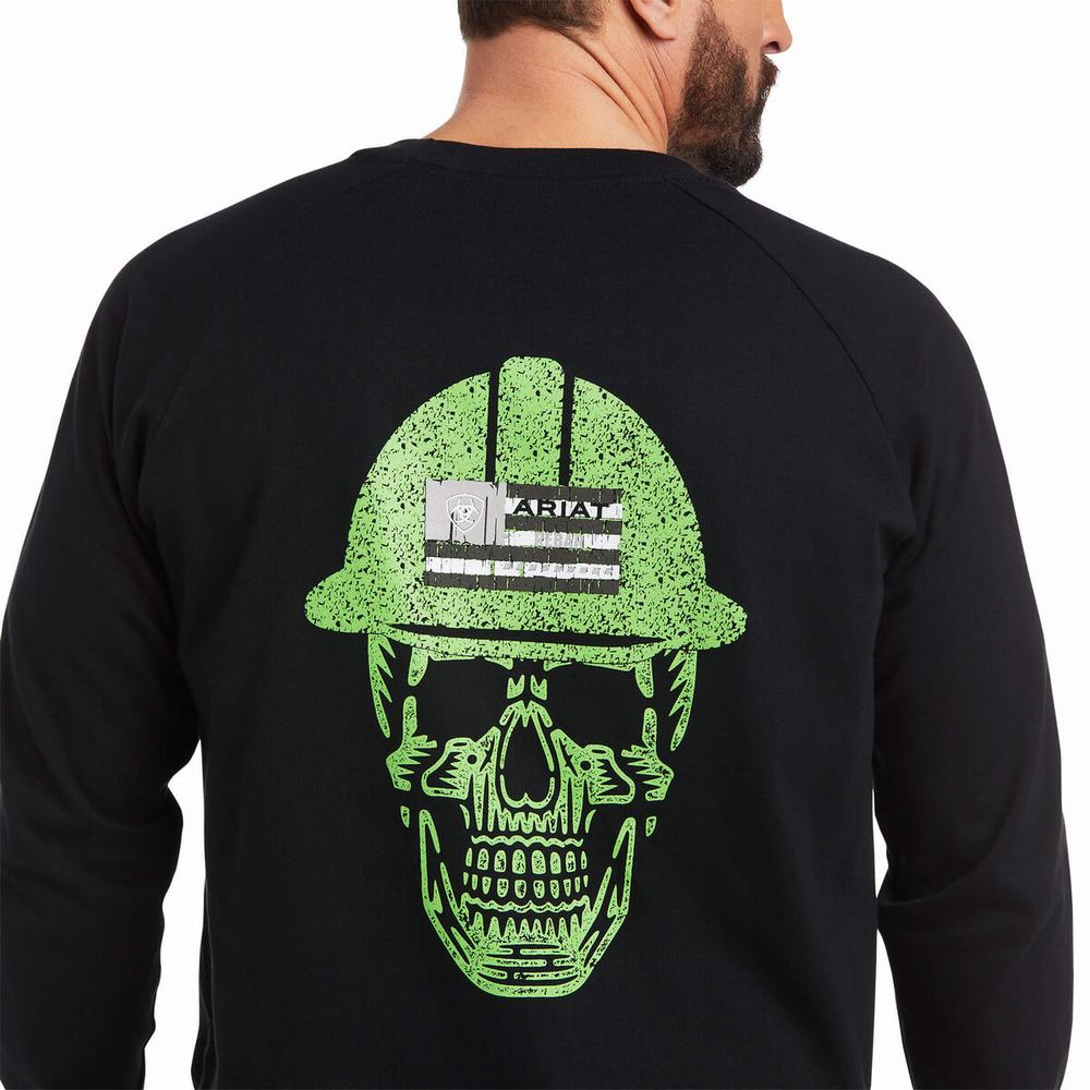 Camiseta Ariat Rebar Algodon Strong Roughneck Estampados Hombre Negros | MX-71ZPTC