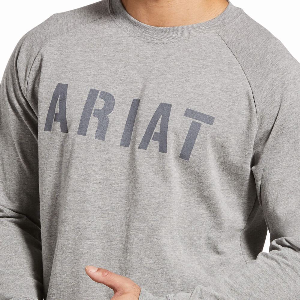 Camiseta Ariat Rebar CottonStrong Block Hombre Grises | MX-18YPGS