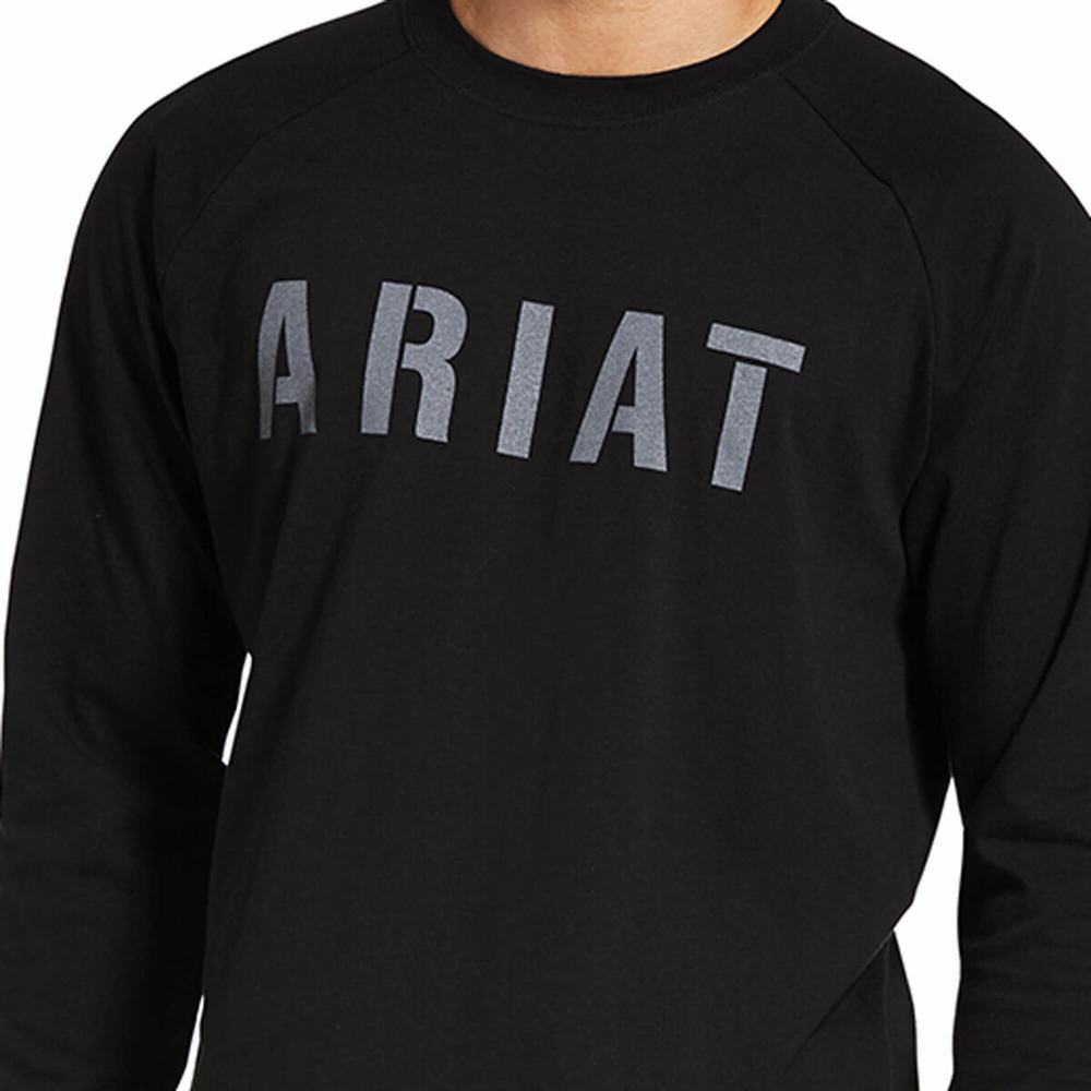Camiseta Ariat Rebar CottonStrong Block Hombre Negros | MX-28OXGB