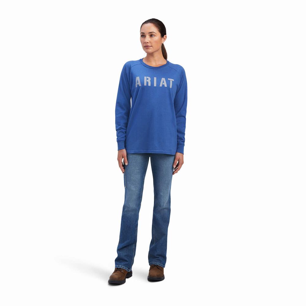 Camiseta Ariat Rebar CottonStrong Block Mujer Azul Marino | MX-30XPUN