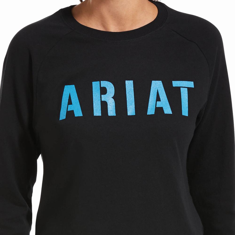 Camiseta Ariat Rebar CottonStrong Block Mujer Negros | MX-67IVHJ