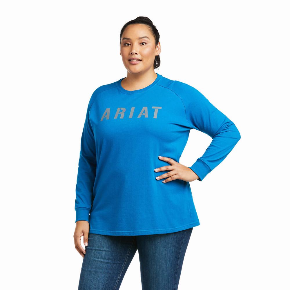 Camiseta Ariat Rebar CottonStrong Block Mujer Azules | MX-84RHBF