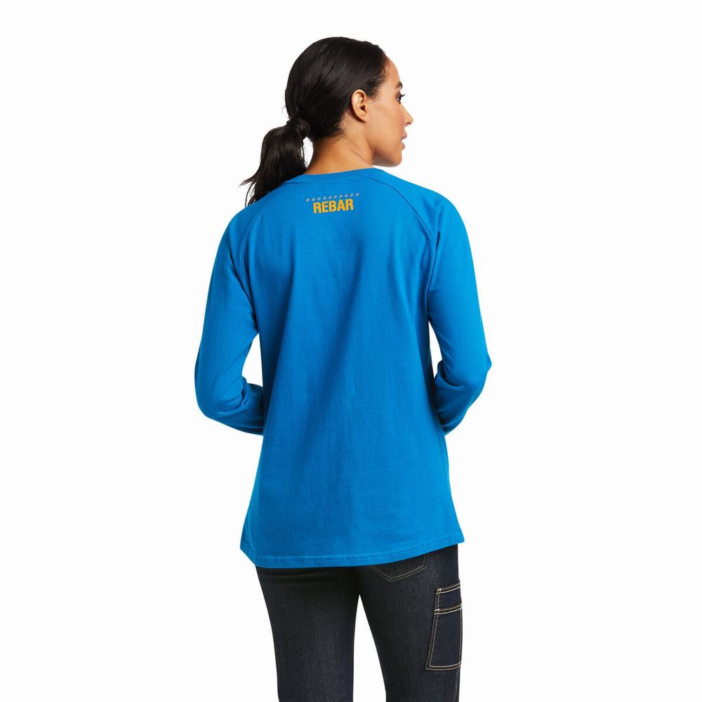 Camiseta Ariat Rebar CottonStrong Block Mujer Azules | MX-84RHBF