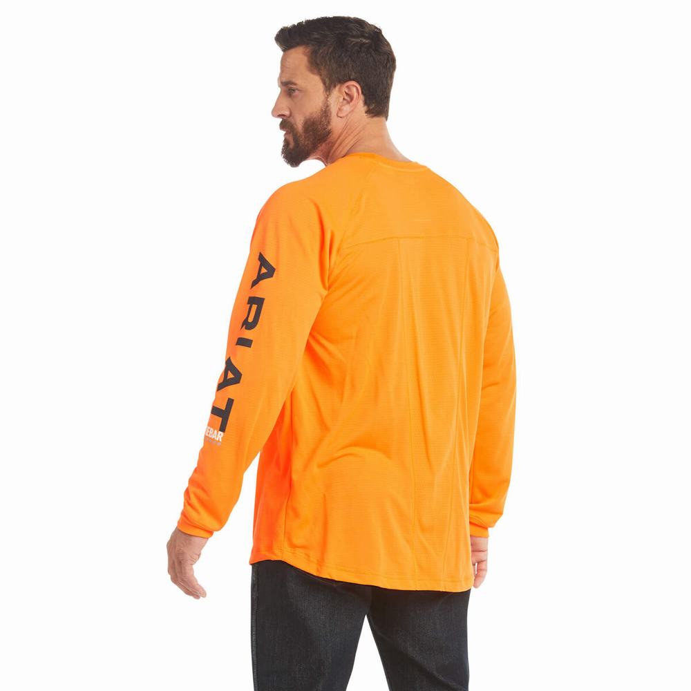 Camiseta Ariat Rebar Heat Fighter Hombre Naranjas | MX-37KZMO