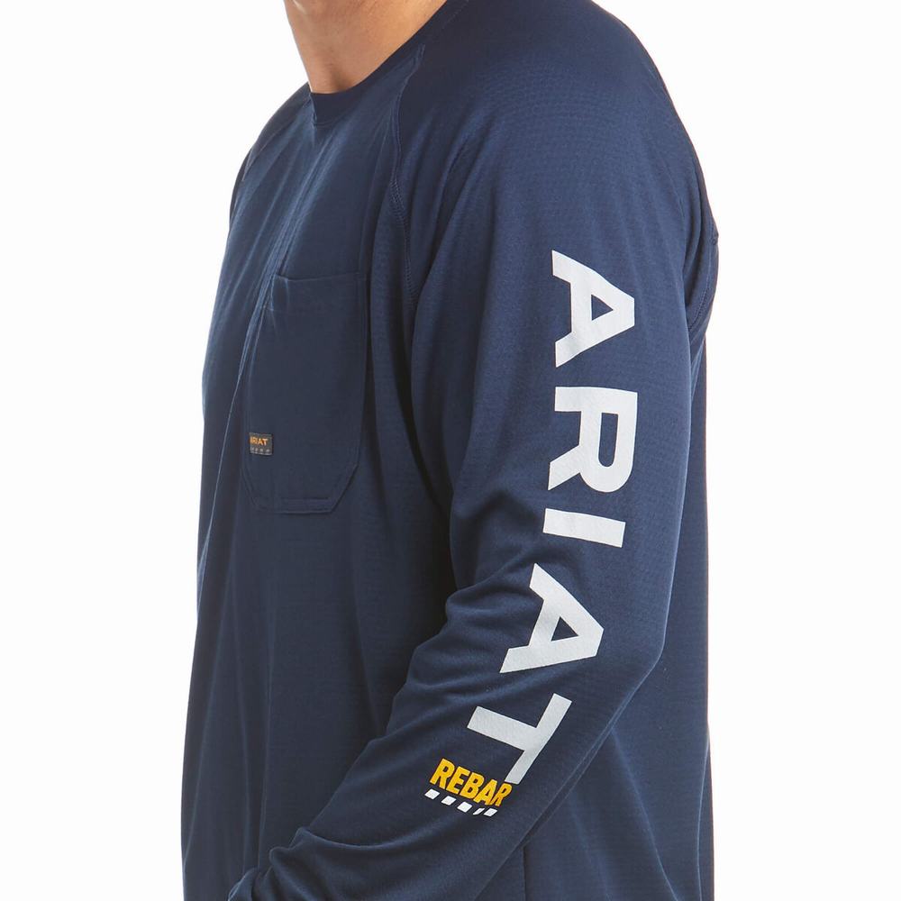 Camiseta Ariat Rebar Heat Fighter Hombre Azul Marino | MX-90HVUZ