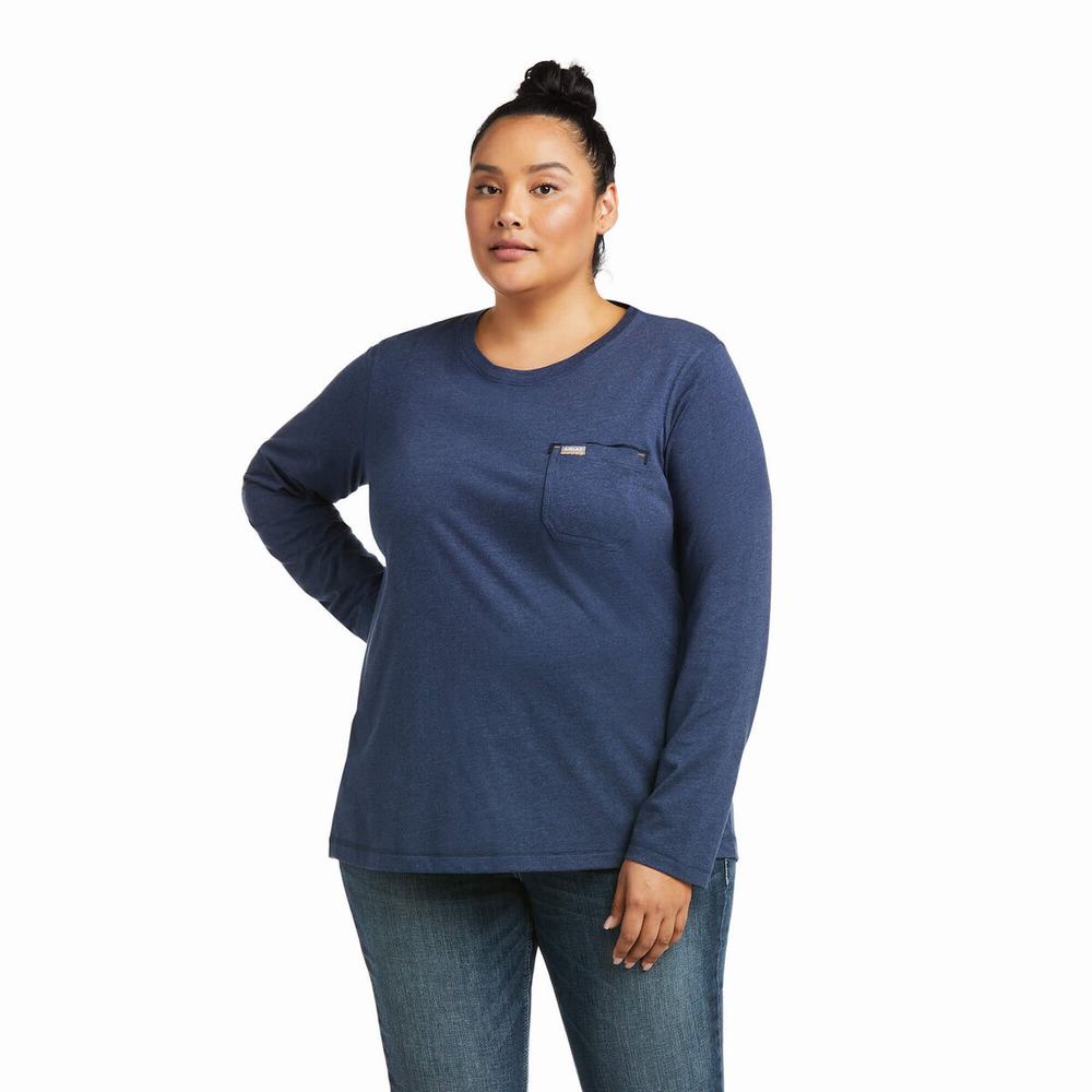 Camiseta Ariat Rebar Workman High Voltage Mujer Azul Marino | MX-72TNYW