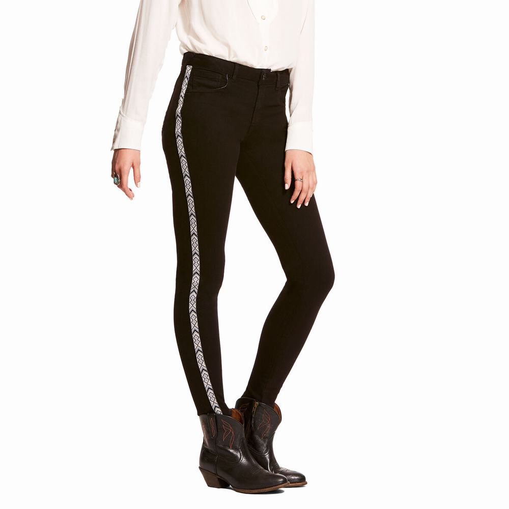Jeans Skinny Ariat Ultra Stretch Perfect Rise Chevron Black Flaco Mujer Negros | MX-60VFXB