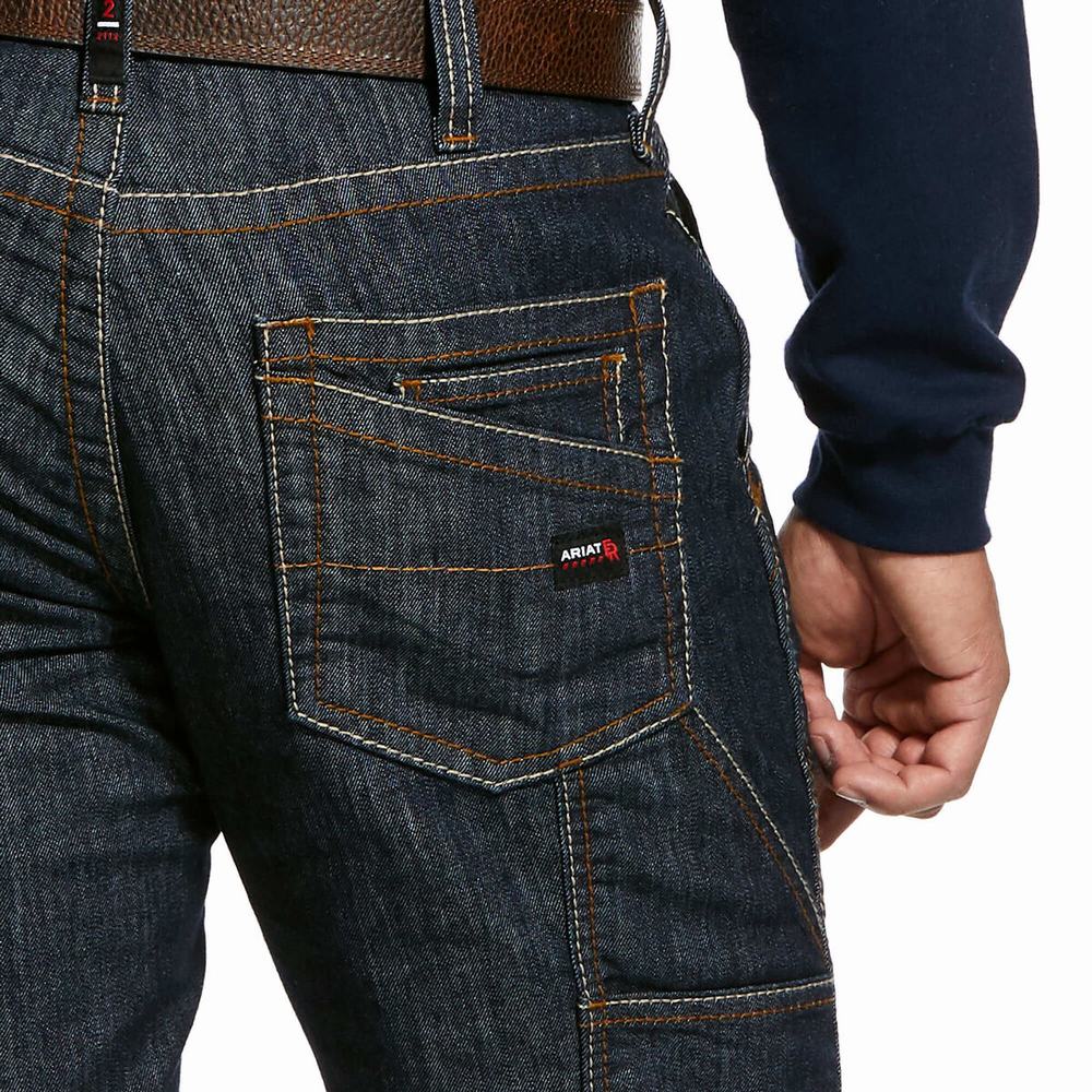 Jeans Straight Ariat FR M4 Relaxed Stretch Duralight Workhorse Hombre Azules Oscuro | MX-29ZJYD
