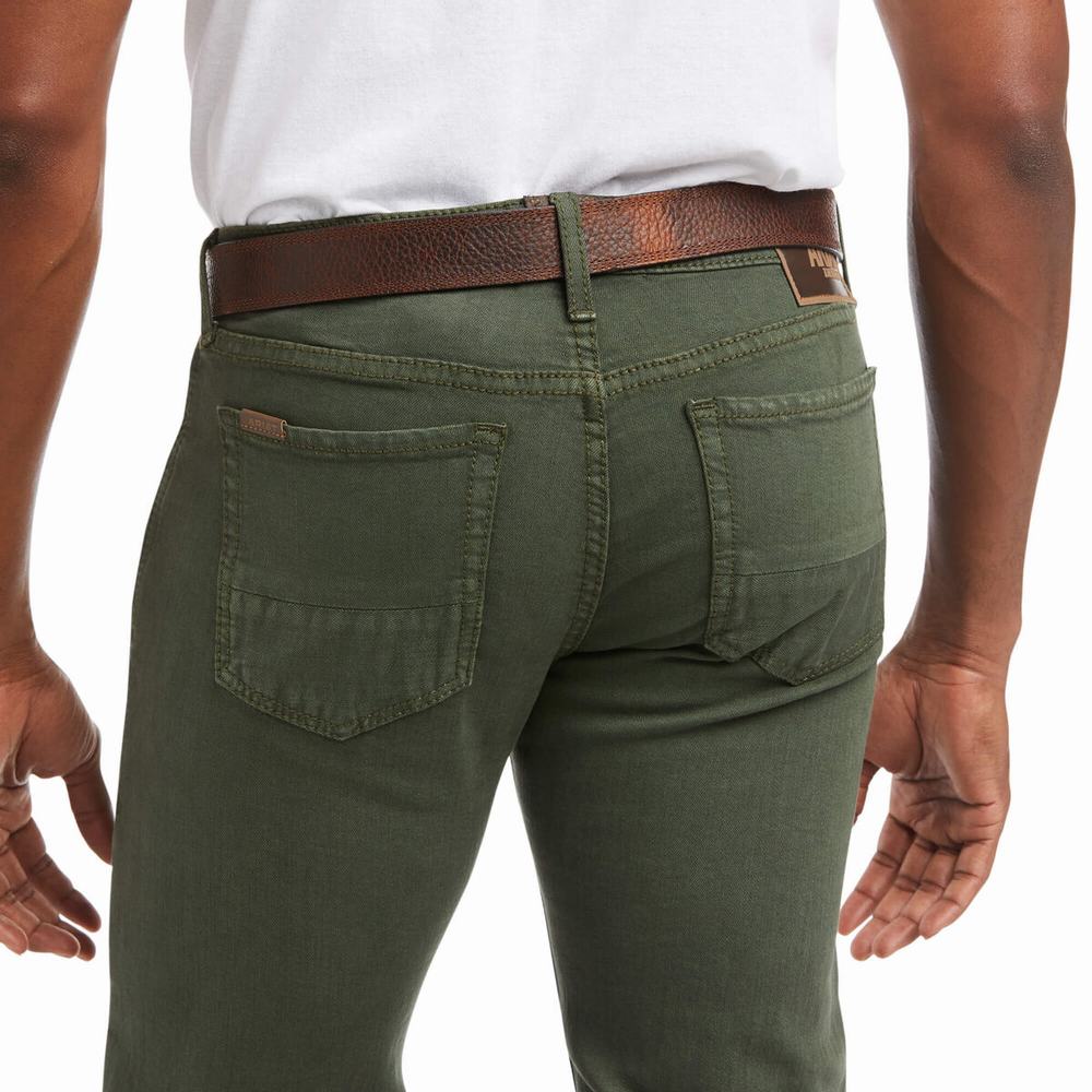 Jeans Straight Ariat M7 Rocker Stretch Grizzly Hombre Verde Oliva | MX-84KNUP
