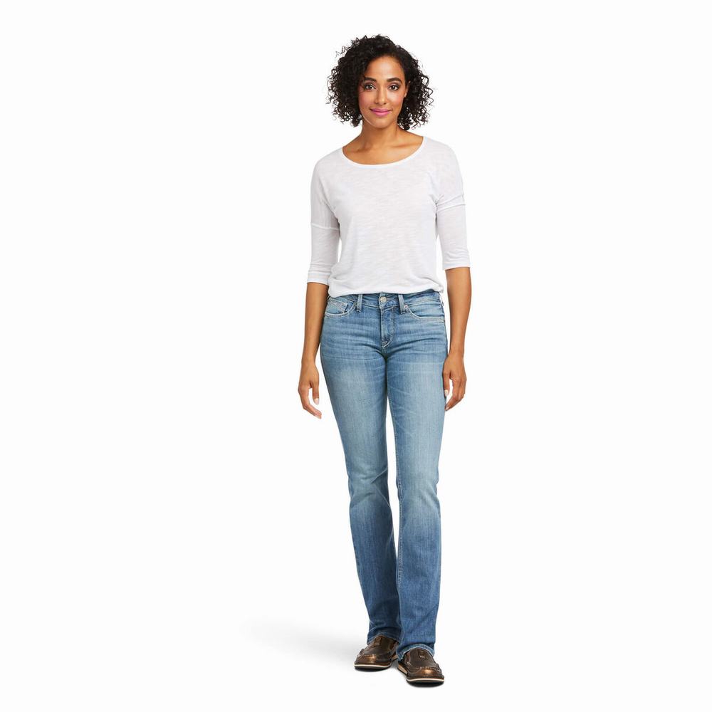 Jeans Straight Ariat R.E.A.L. Perfect Rise Karen Mujer Azules | MX-41EXMY
