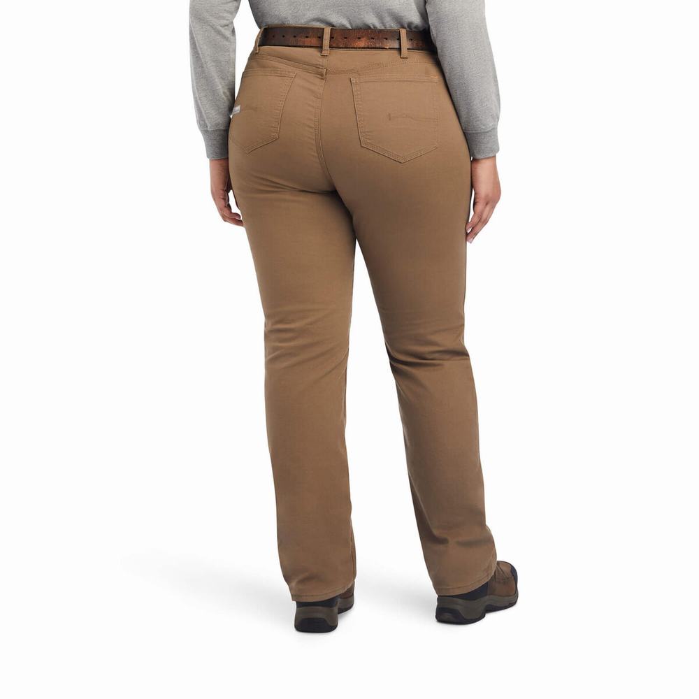 Pantalones Ariat Rebar DuraStretch Made Tough Double Front Mujer Kaki | MX-42YOGR