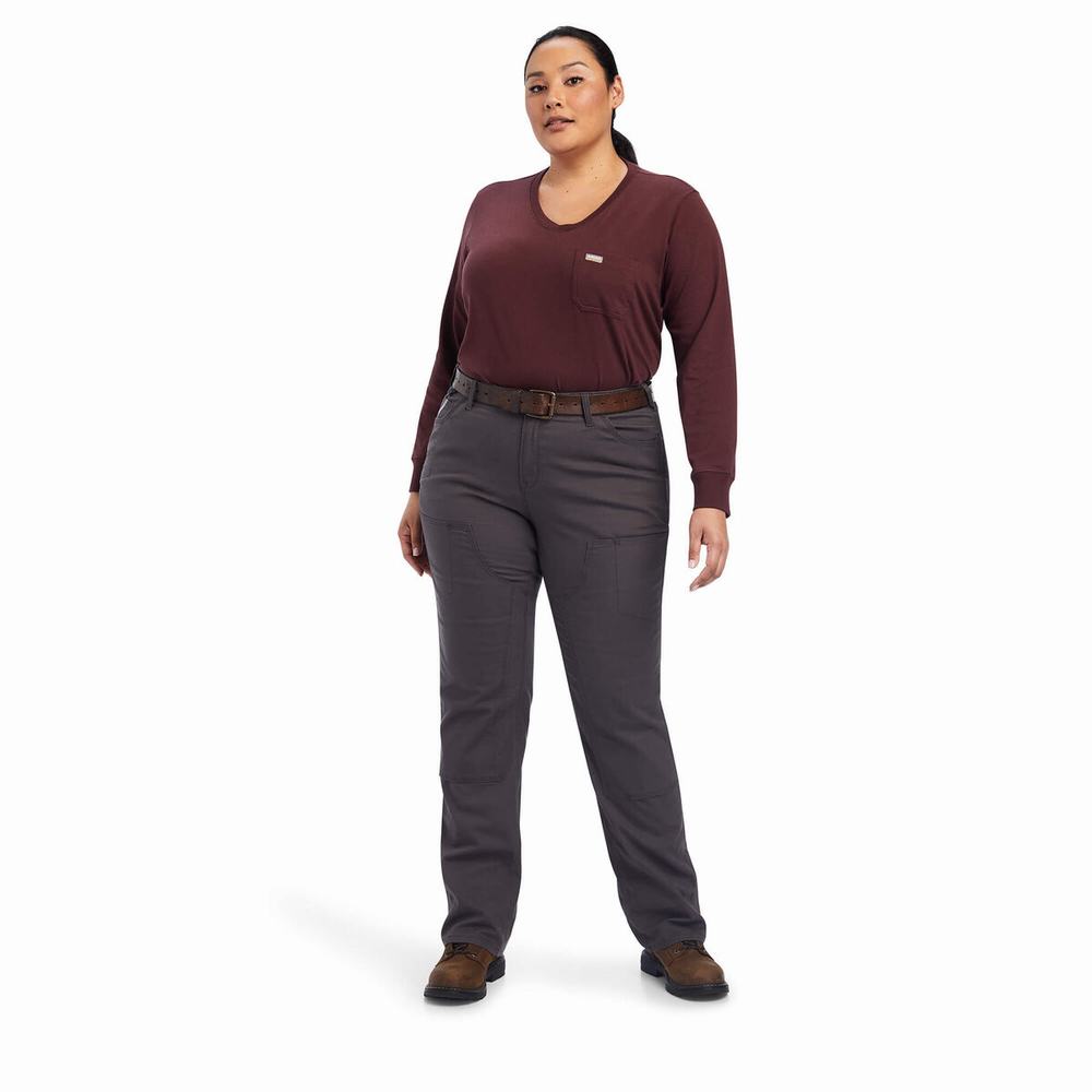 Pantalones Ariat Rebar DuraStretch Made Tough Double Front Mujer Grises | MX-68UHEB