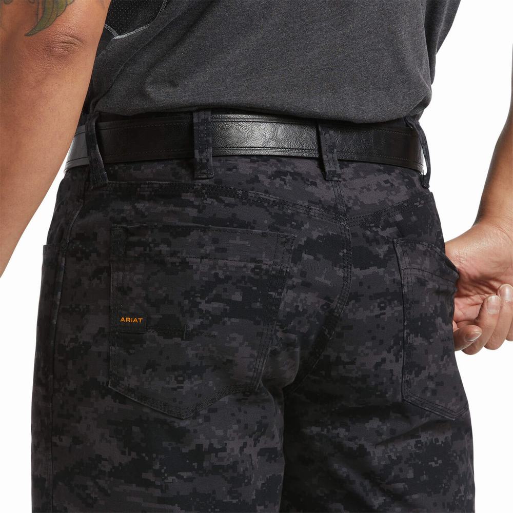 Pantalones Ariat Rebar DuraStretch Made Tough Hombre Negros Camuflados | MX-95QGXR